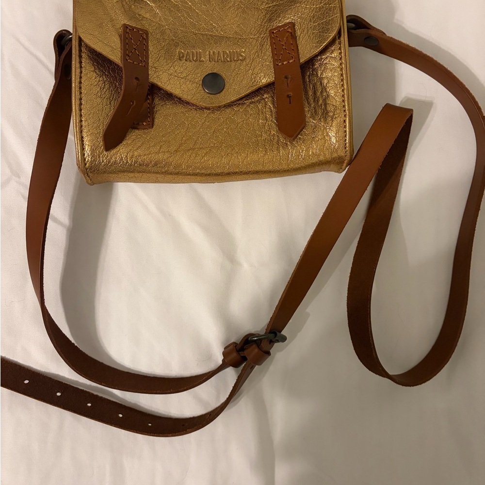 Gold and Tan Crossbody Bag